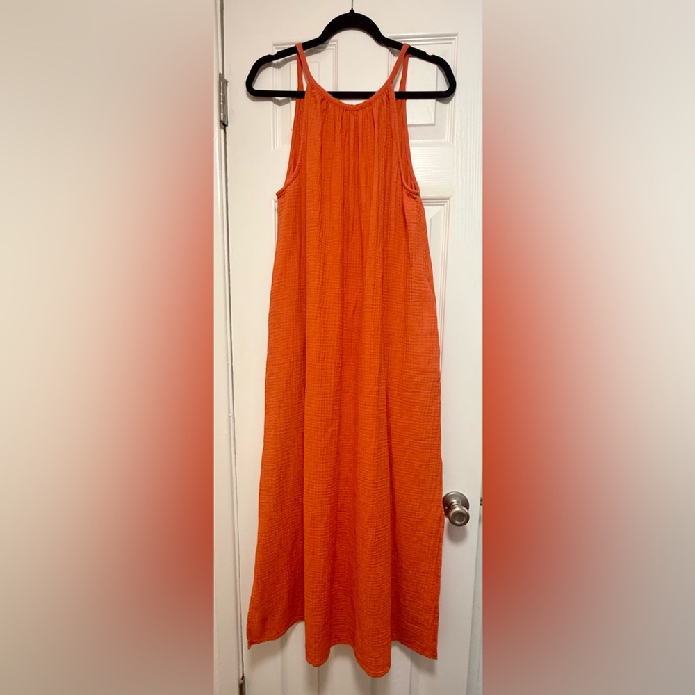 Orange Sleeveless Maxi Dress - Picture 5 of 6